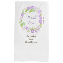 ビューティフルパープルフローラリースブライダルシャワー スモールペーパーバッグ
