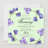 ビューティフルパープルフローラ引っ越し祝いパーティー 招待状 (正面)