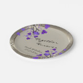 ビューティフルパープルフローラ&アンティークシルバーダマスク ペーパープレート (アングル)