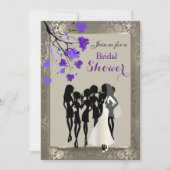 ビューティフルパープルフローラ&アンティークシルバーダマスク 招待状 (正面)