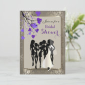 ビューティフルパープルフローラ&アンティークシルバーダマスク 招待状 (スタンド正面)