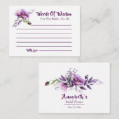 ビューティフルパープルポピーブライダルシャワー アドバイスカード (正面/裏面)