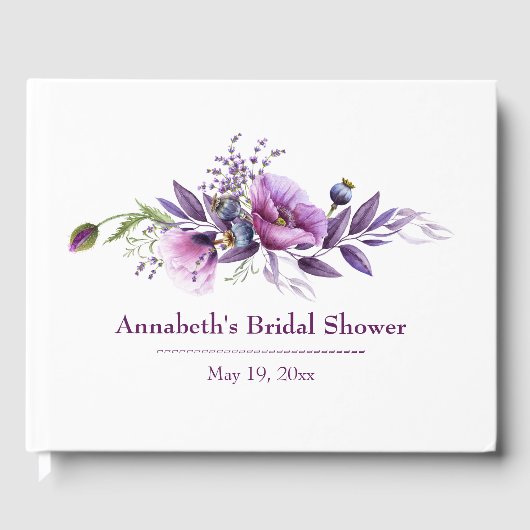 ビューティフルパープルポピーブライダルシャワー ゲストブック (正面)