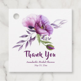 ビューティフルパープルポピーブライダルシャワー フェイバータグ