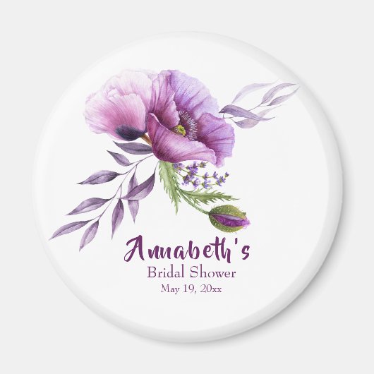 ビューティフルパープルポピーブライダルシャワー マグネット (正面)