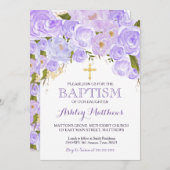 ビューティフルパープルラベンダーバプテスマ招待状 招待状 (正面/裏面)