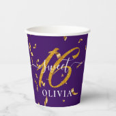 ビューティフルパープル紙吹雪スイーツ16 16 紙コップ (正面)