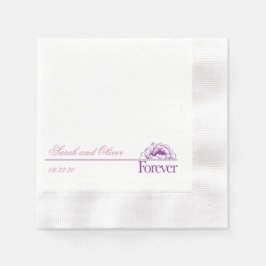 ビューティフルパープル結婚ズフローラ 縁ありカクテルナプキン