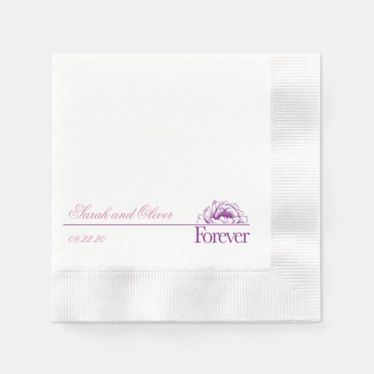 ビューティフルパープル結婚ズフローラ 縁ありカクテルナプキン (正面)