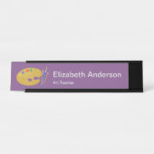 ビューティフルパープル&ホワイトアート先生 デスクネームプレート (正面)