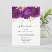 ビューティフルパープル&金ゴールドフローラスパークルキンセアニェラ 招待状 (スタンド正面)