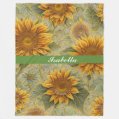 ビューティフルヒマワリ人気があるコレクション フリースブランケット (正面)