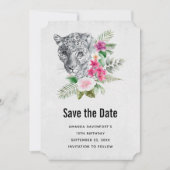 ビューティフルヒョウポートレートウォーターカラーイラストレーション セーブザデート (正面)