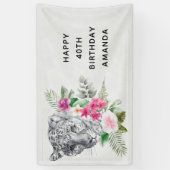 ビューティフルヒョウ頭エキゾチック誕生日 横断幕 (縦)