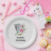 ビューティフルヒョウ頭部ポートレート誕生日 ペーパープレート (パーティー)