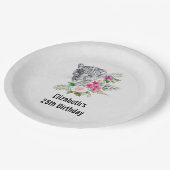 ビューティフルヒョウ頭部ポートレート誕生日 ペーパープレート (アングル)