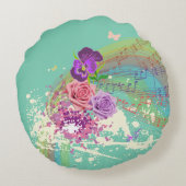 ビューティフルビクトリアンレディティール(緑がかった色)フローララウンドピロー ラウンドクッション (裏面)