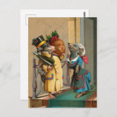 ビューティフルビンテージクリスマスネズミズマウス ポストカード (正面/裏面)