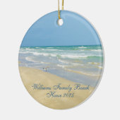 ビューティフルビーチカスタムハウスファミリーネームイヤー セラミックオーナメント (左)