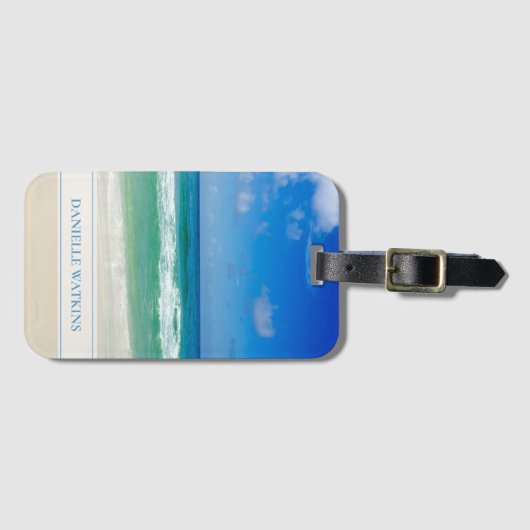 ビューティフルビーチバケーションパーソナライズされたシーサイド ラゲッジタグ (正面横)