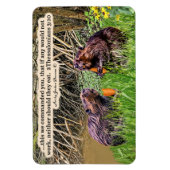 ビューティフルビーバー聖なる書物、 経典2テサロニケ3:10 マグネット (縦)