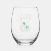 ビューティフルビーユーモノグラムオレンジガーデンフローラ ステムなしワイングラス (裏面)