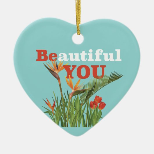 ビューティフルビーユーモノグラムオレンジガーデンフローラ セラミックオーナメント (正面)