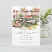 ビューティフルピクニックバックヤードレッドフローラブライダルシャワー 招待状 (スタンド正面)