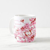 ビューティフルピンクさくらんぼブロッサムカスタムフローラ コーヒーマグカップ (正面左)
