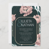 ビューティフルピンクエメラルド牡丹結婚フローラ 招待状 (裏面)