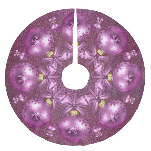 ビューティフルピンクオーナメントグリッター ブラッシュドポリエステルツリースカート (正面)