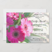 ビューティフルピンクガーベラデイジーフローラブライダルシャワー 招待状 (正面)