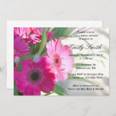 ビューティフルピンクガーベラデイジーフローラブライダルシャワー 招待状 (正面/裏面)