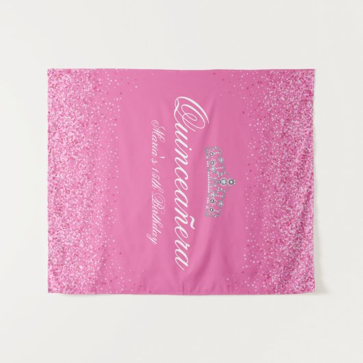 ビューティフルピンクグリッターキンセアニェラ タペストリー (正面(横))