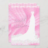 ビューティフルピンクサテン宗教ブライダルシャワー 招待状 (正面/裏面)