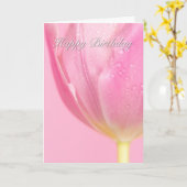 ビューティフルピンクチューリップ誕生日カード カード (黄色い花)