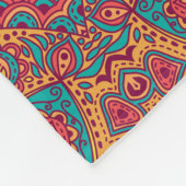 ビューティフルピンクティール(緑がかった色)オレンジ禅模様 フリースブランケット (角)