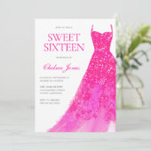 ビューティフルピンクドレスSweet sixteen16パーティー 招待状 (スタンド正面)
