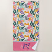 ビューティフルピンクパステルフォヴィスムガーデンポット ビーチタオル (正面)