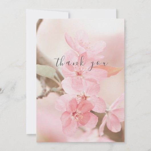 ビューティフルピンクフラワー花びらフラットサンキューカード サンキューカード (正面)