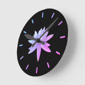 ビューティフルピンクブルーグラデーションリリーロータスアート ラウンド壁時計 (傾斜)