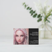 ビューティフルピンクヘアガール美しいサロン エレガント 名刺 (スタンド正面)