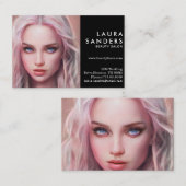 ビューティフルピンクヘアガール美しいサロン エレガント 名刺 (正面/裏面)