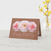 ビューティフルピンクローズかわいらしフローラブーケ誕生日 カード (黄色い花)