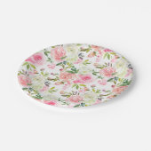 ビューティフルピンクローズフローラ紙プレート ペーパープレート (アングル)