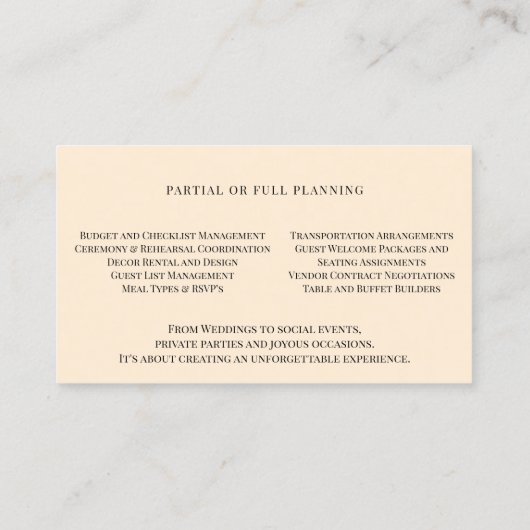 ビューティフルピンクローズ結婚ズイベントプランナー 名刺 (裏面)