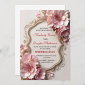 ビューティフルピンクローズ結婚式招待状 招待状 (正面/裏面)