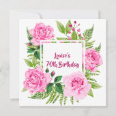 ビューティフルピンクローズ70th誕生日招待状 (正面)