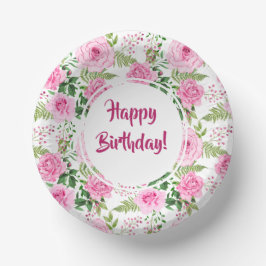 ビューティフルピンクローゼスハッピーバースデー ペーパーボウル