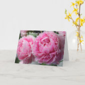 ビューティフルピンク牡丹誕生日カード カード (黄色い花)